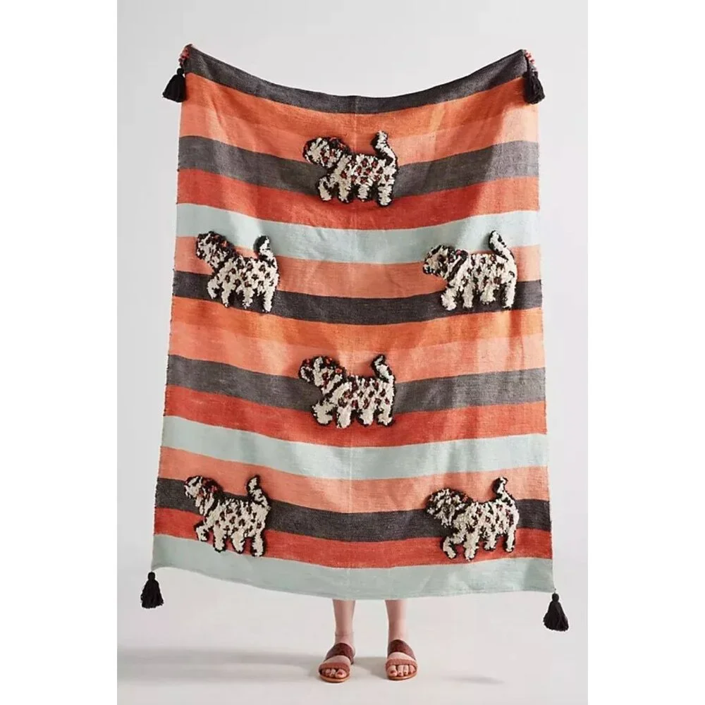 SALE !! Anthropologie Tufted Richmond Throw Blanket w/ Tassels  $178
